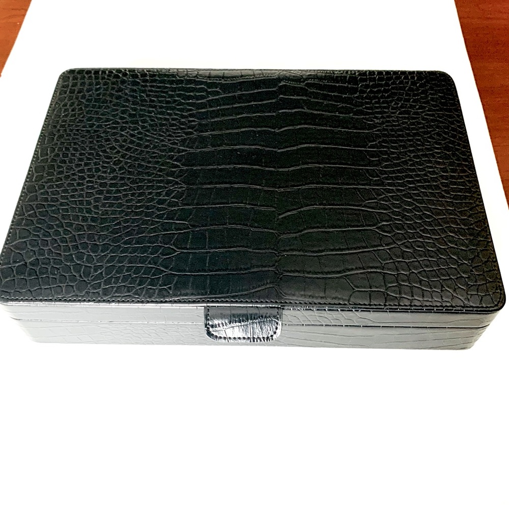 Black croc leather jewelry accessories box rectangular leather box with lid